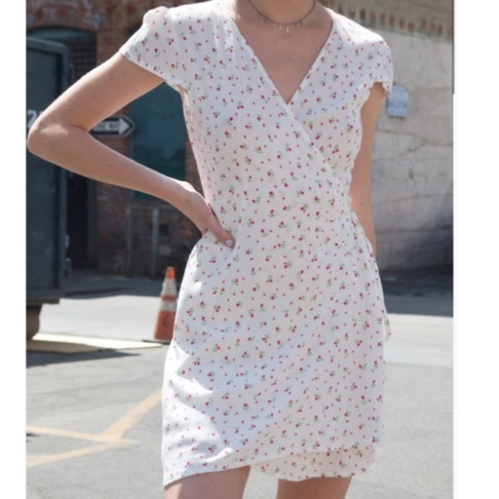 Brandy Melville White Rose Dress